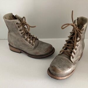Freebird by Steven Womens Manchester Leather Combat Boots Taupe Distressed 5